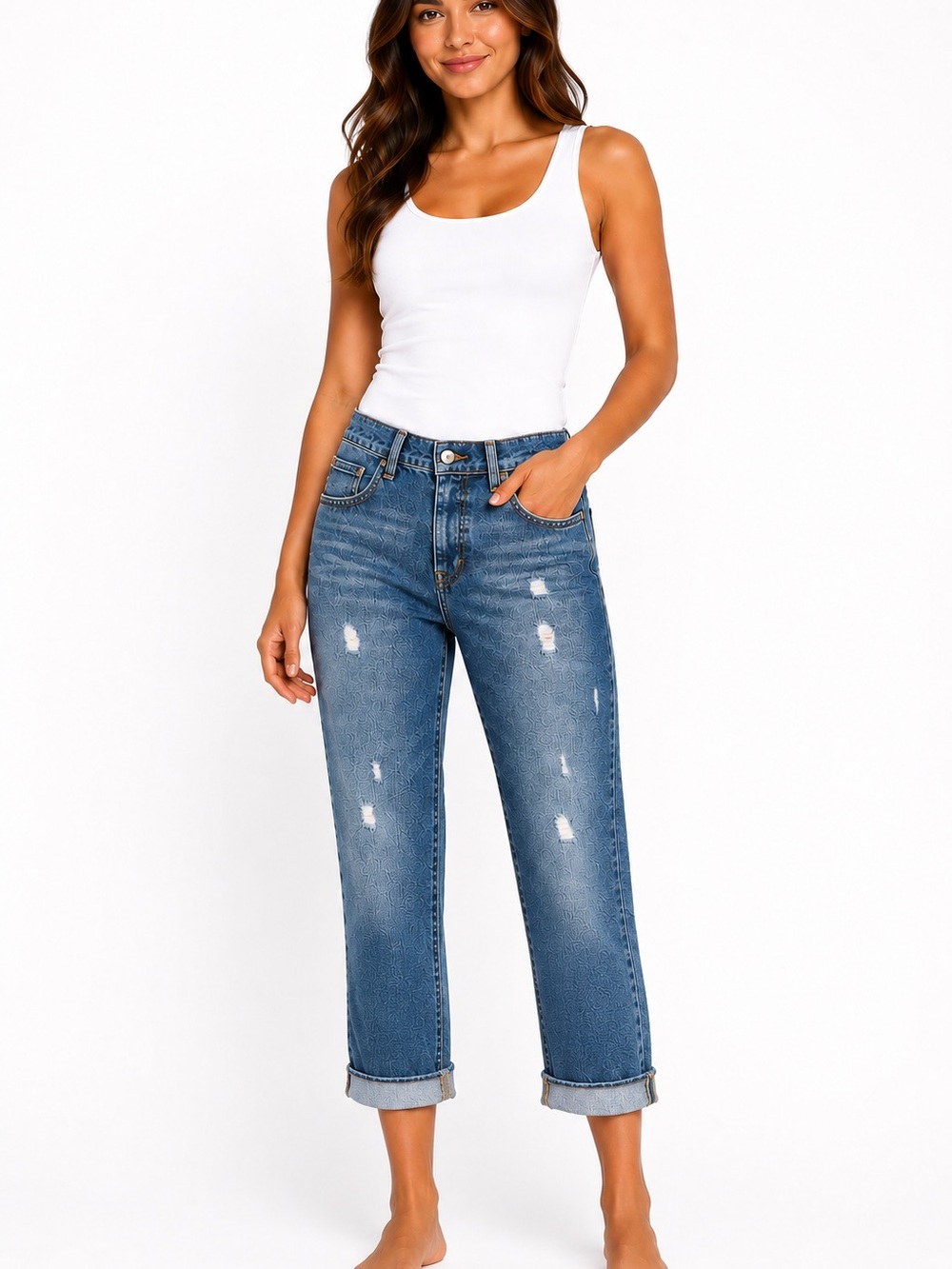 New York & Company cuffed boyfriend denim jeans, 4